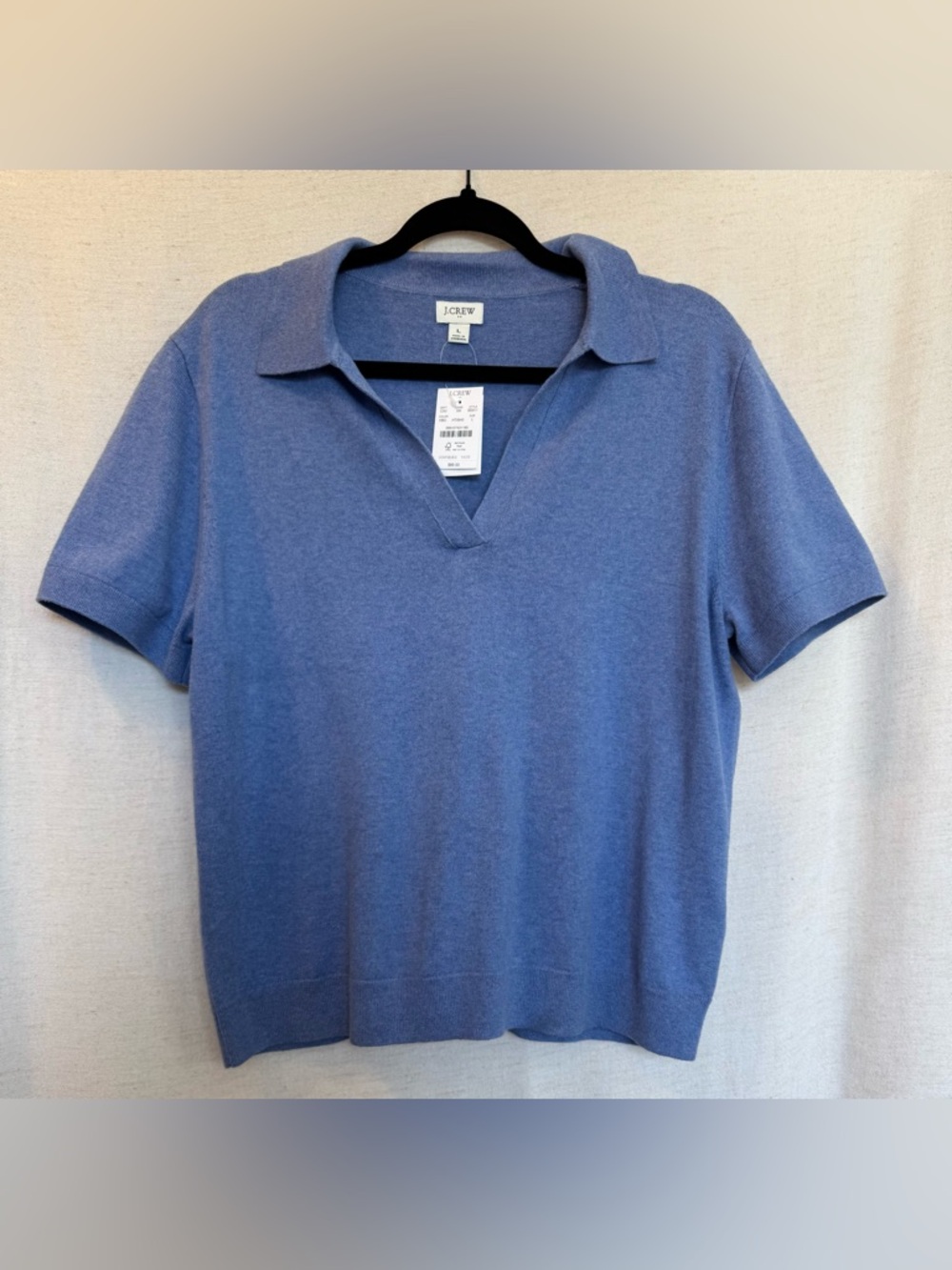 J Crew Factory Cotton Cashmere Polo Sweater NWT Large Blue - Picture 2 of 5